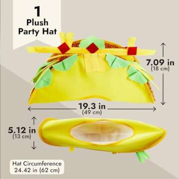 Juvale Fiesta Taco Hat for Themed Parties and Costume Fun