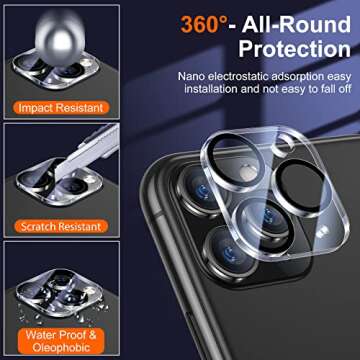 UniqueMe Camera Lens Protector compatible with iPhone 11 Pro/iPhone 11 Pro Max Tempered Glass,[Not for iPhone 11] Easy Install 9H Hardness HD Clear [ 2 Pack]
