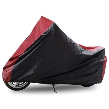 uxcell L 190T Rain Dust Motorcycle Cover Red&Black Outdoor 86" for Harley Davidson