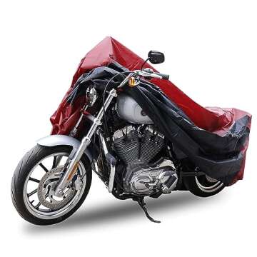 uxcell L 190T Rain Dust Motorcycle Cover Red&Black Outdoor 86" for Harley Davidson