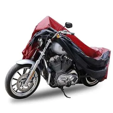 uxcell L 190T Rain Dust Motorcycle Cover Red&Black Outdoor 86" for Harley Davidson