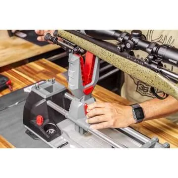 Real Avid Master Gun Workstation Up to 18.3" Of Travel One-Hand Quick Adjustable Clamping, Non-Marring Form-Fitting Yokes Vise Ideal For Gun Cleaning & Maintenance w/ Leveling Knob for Scope Mount