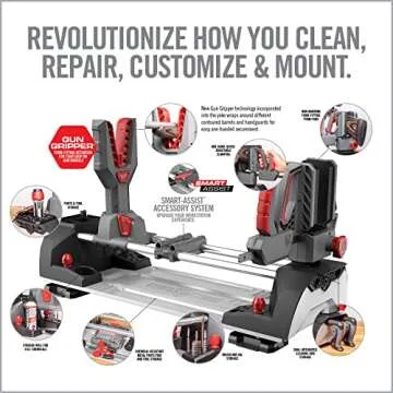 Real Avid Master Gun Workstation Up to 18.3" Of Travel One-Hand Quick Adjustable Clamping, Non-Marring Form-Fitting Yokes Vise Ideal For Gun Cleaning & Maintenance w/ Leveling Knob for Scope Mount