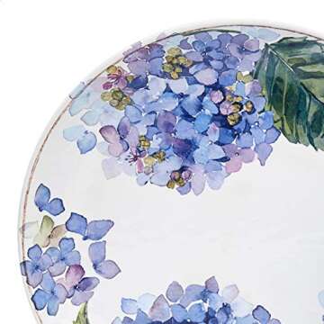 Amazon Basics Melamine Dinnerware Set, Service for 4, Blue Hydrangea Floral - Set of 12