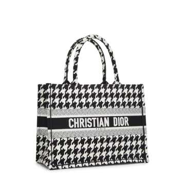 Dior, Pre-Loved Black & White Houndstooth Book Tote Medium, Multi