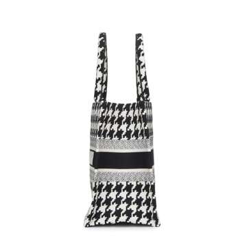 Dior, Pre-Loved Black & White Houndstooth Book Tote Medium, Multi