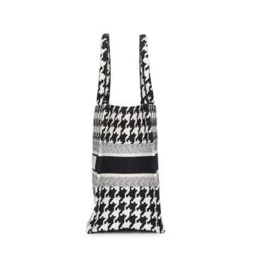 Dior, Pre-Loved Black & White Houndstooth Book Tote Medium, Multi