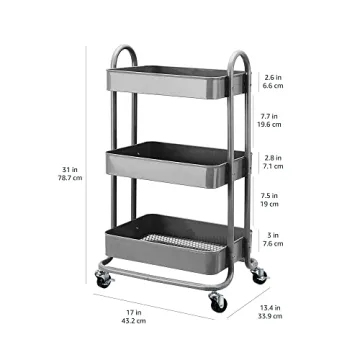 Amazon Basics 3-Tier Rolling Cart - Stylish Storage Solution