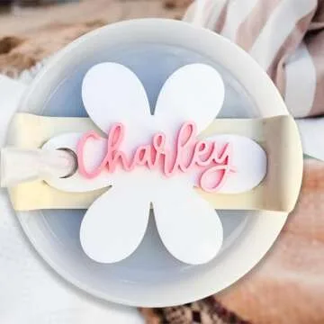 Custom Daisy Stanley Tumbler Name Tag, Personalized Flower's Name Cup Topper Gift, Custom Daisy Name Acrylic Plate For Stanley Lid H2.0 40oz/30oz