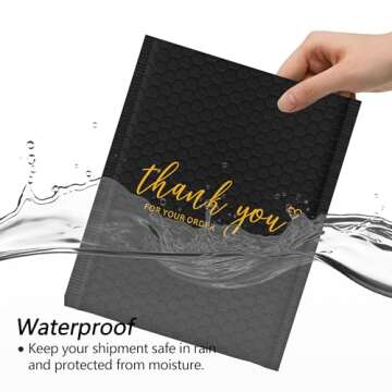 JinRuiKJ Thank You Bubble Mailers 4x8" 50 Pack, Padded Envelopes, Strong Adhesion Padded Mailers, Cushioning Padded Shipping Envelopes for Jewelry, Makeup - Black