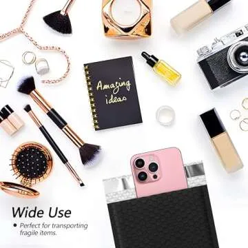 JinRuiKJ Thank You Bubble Mailers 4x8" 50 Pack, Padded Envelopes, Strong Adhesion Padded Mailers, Cushioning Padded Shipping Envelopes for Jewelry, Makeup - Black