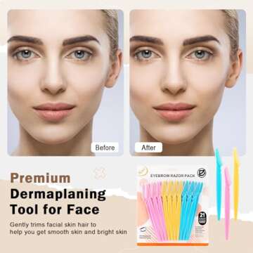 D 21 PCS Eyebrow Razor,Dermaplane Razor,Face Razors for Women and Men,Dermaplaning Tool for Face,3 Colors Facial Hair Shavers with Precision Cover,Facial Hair Remover for Women,Eyebrow Hair Trimmers