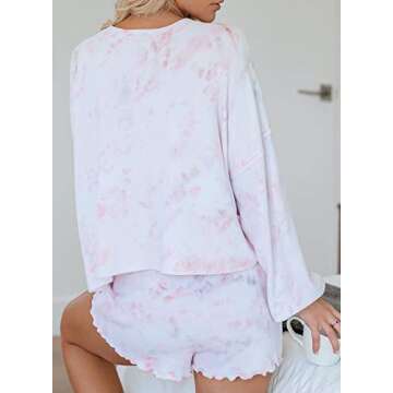 Elapsy Womens Ladies Jersery Cotton Tie-dye Print PJ Set Nightwear Long Sleeve Button Down Boyfirien...