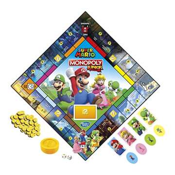 Monopoly Junior Super Mario Edition Board Game, Fun Kids' Ages 5 and Up, Explore The Mushroom Kingdo...
