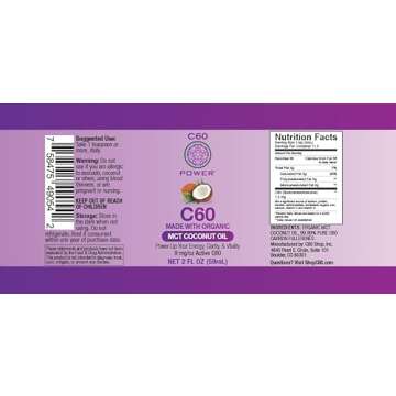 C60 Power - MCT 2-oz.- Organic MCT Coconut Oil, 2 Fl Oz, 99.99% Pure Carbon Fullerenes, Lift Oxidative Burden, Optimize Mitochondrial Function
