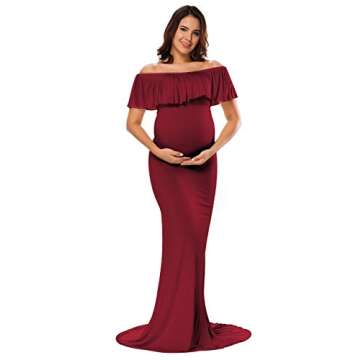 JustVH Elegant Maternity Off-Shoulder Photography Gown