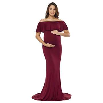 JustVH Elegant Maternity Off-Shoulder Photography Gown