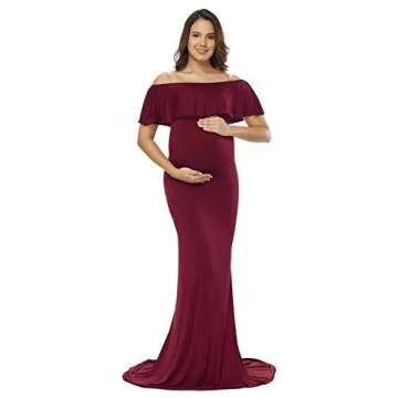 JustVH Elegant Maternity Off-Shoulder Photography Gown