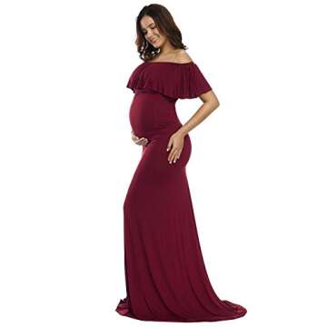 JustVH Elegant Maternity Off-Shoulder Photography Gown