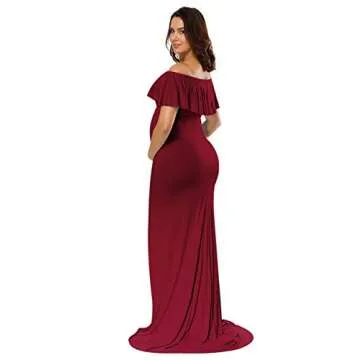 JustVH Elegant Maternity Off-Shoulder Photography Gown