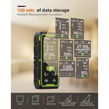 Tadeto Dual Laser Measuring Tool, 393FT/120M Bilateral Laser Measurement Tool Backlit LCD Display, Rechargeable Laser Measure with Ft/in/M Multiple Units Length/Area/Volume/Angle