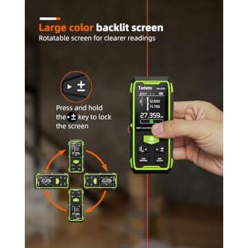 Tadeto Dual Laser Measuring Tool, 393FT/120M Bilateral Laser Measurement Tool Backlit LCD Display, Rechargeable Laser Measure with Ft/in/M Multiple Units Length/Area/Volume/Angle