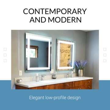 Mirrors & Marble Rectangle LED Vanity Mirror (60" x 36"), Front Lighted Modern Anti Fog Mirrior for ...