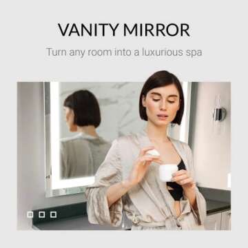 Mirrors & Marble Rectangle LED Vanity Mirror (60" x 36"), Front Lighted Modern Anti Fog Mirrior for Bathroom, Bedroom, Wall Mounting Home Décor Glass for Bathroom for Over Sink, Entryway