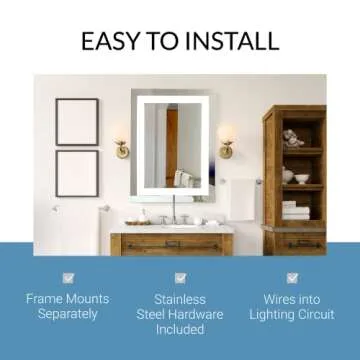 Mirrors & Marble Rectangle LED Vanity Mirror (60" x 36"), Front Lighted Modern Anti Fog Mirrior for Bathroom, Bedroom, Wall Mounting Home Décor Glass for Bathroom for Over Sink, Entryway