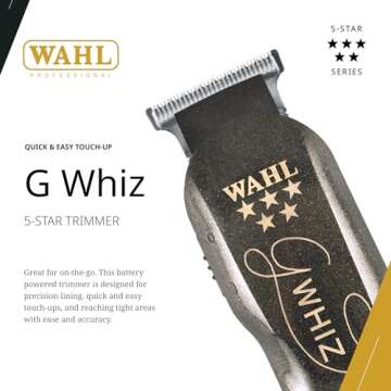 Wahl Professional 5 Star G Whiz Cordless Trimmer Battery Powered Lightweight Precision Lining Kit