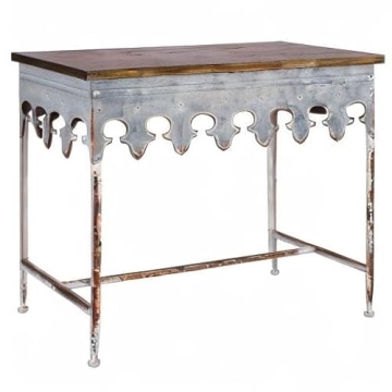 Creative Co-Op Metal Scalloped Edge Table with Rustic Charm