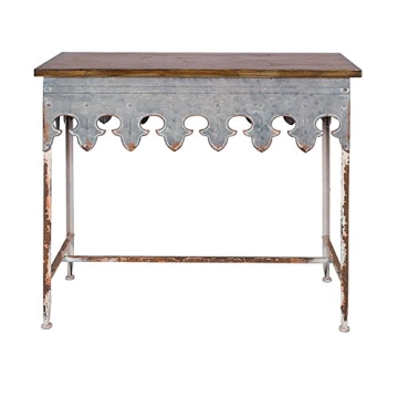 Creative Co-Op Metal Scalloped Edge Table with Rustic Charm