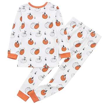Owlivia 100% Organic Cotton Baby Long Sleeve Pajama Sets, Toddler Boy Girl 2-Piece Sleepwear(2 Years, Pumpkins)