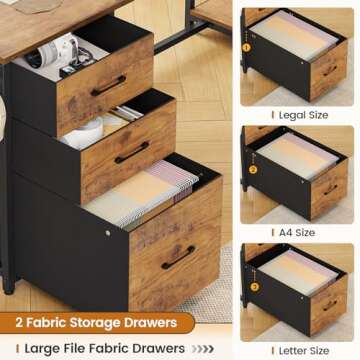 SEDETA L Shaped Computer Desk with LED Lights and Storage
