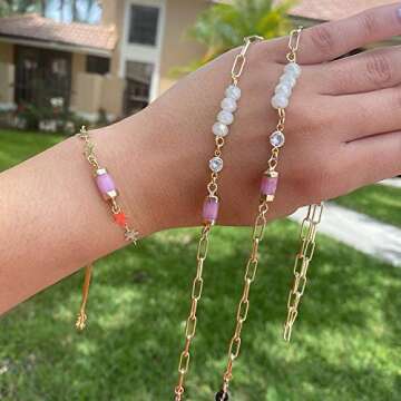 ALEXCRAFT 12 Feet 14K Dainty Gold Plated Brass Paperclip Chain Link Necklace Bulk for Jewelry Making