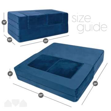 Milliard Kids Couch - Modular Kids Sofa for Toddler and Baby Playroom/Bedroom Furniture (Navy Blue) with Bonus Pillow