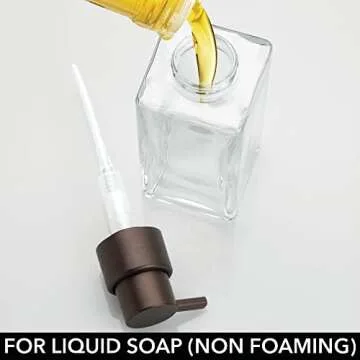 mDesign Square Glass Refillable Soap Dispenser Pump - 2 Pack