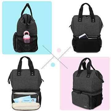 LUXJA Breast Pump Bag with 2 Compartments for Breast Pump and Cooler Bag, Breast Pumping Bag with 2 Options for Wearing (Fits Most Major Breast Pump), Black