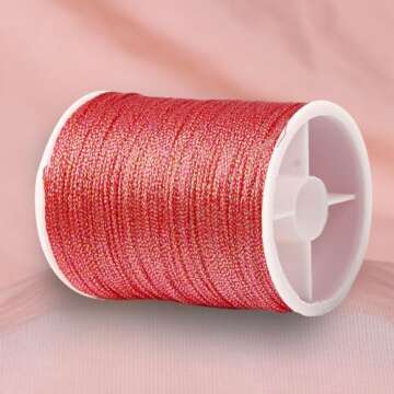 CABODYALS 0.5MM 12 Colors 6 Ply Multicolor Metallic Cord Gold Silver Shimmer Thread Polyester Tinsel Glitter String Hanger Bulk Rolls for Sewing Making Crafts Gift Wrapping Christmas Bracelets Supply