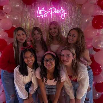 Let's Party Neon Sign, LED Neon Lights for Bedroom Wall Decor, Art Decorative Lights for Bachelorett...