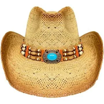 Western Outback Cowboy Hat Men's Women's Style Straw Felt Canvas (Western Brown)