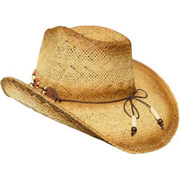 Western Outback Cowboy Hat Men's Women's Style Straw Felt Canvas (Western Brown)