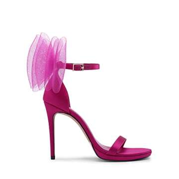 DREAM PAIRS Women's Hot Pink High Stiletto Heels for Women Open Toe Adjustable Bow Ankel Strap Pump ...