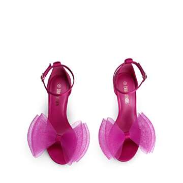 DREAM PAIRS Women's Hot Pink High Stiletto Heels for Women Open Toe Adjustable Bow Ankel Strap Pump Heeled Sandals Wedding Bridal Party Prom Dress Shoes Size 8.5 SDHS2334W