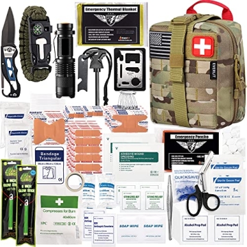 EVERLIT 250 Pieces Survival First Aid Kit IFAK EMT Molle Pouch Survival Kit Outdoor Gear Emergency K...