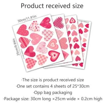 Valentine's Day Heart Window Clings Double-Sided Valentine Gonme Heart Window Stickers Decals Romantic Love Heart Window Clings Stickers for Valentines Day Decoration Supplies