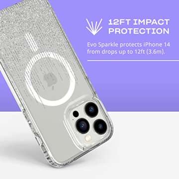 tech21 iPhone 14 Pro Max Evo Sparkle Compatible with MagSafe® – Glittering & Scratch-Resistant Phone Case with 12ft Multi-Drop Protection