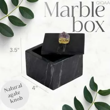 Modern Decorative Objects Marble Box with Lid for Bathroom Home Decor | Black Marble Decor Box with ...