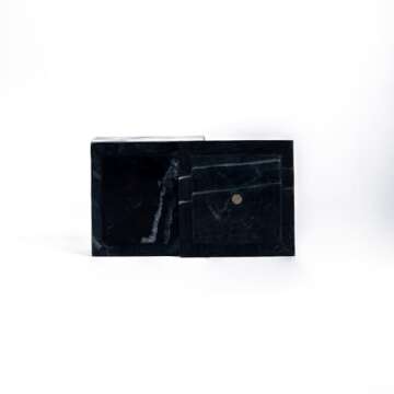 Modern Decorative Objects Marble Box with Lid for Bathroom Home Decor | Black Marble Decor Box with Geode Small Boxes | Jewellery | Vintage Vanity Decor & Girls Keepsake Box (Black Marble, 4x4x3.5")