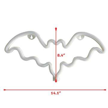 FUNPENY Bat Neon Signs, LED Festival Pink Bat Neon Lights, Halloween Decorations for Table Desk Indoors Home Bedroom Decorations USB Charging & Battery